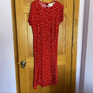 Vintage red flowy dress